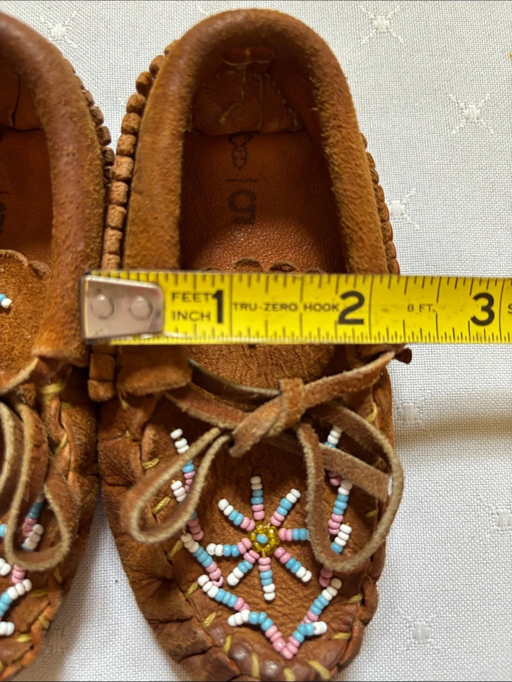 Leather Beaded baby moccasins